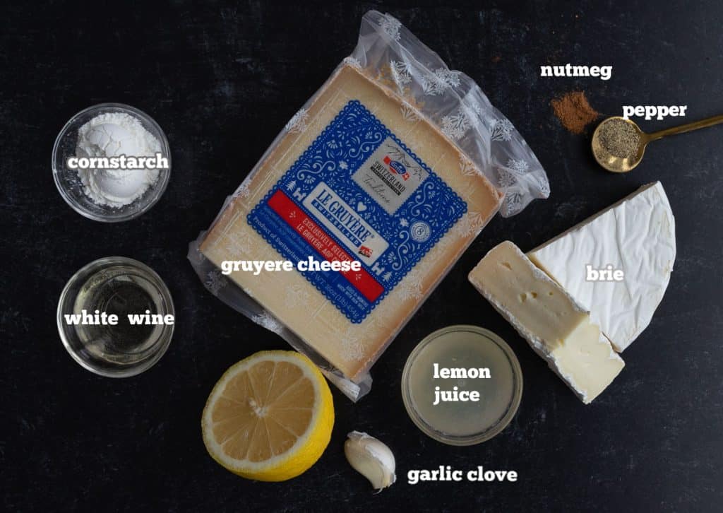 ingredients for traditional cheese fondue
