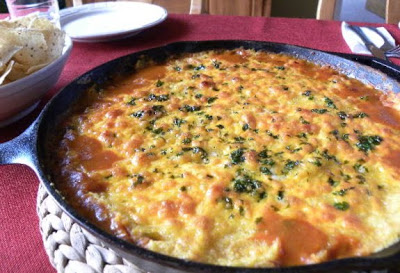 tamale pie in a cast iron skillet
