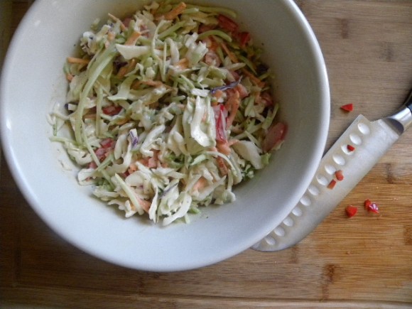 Spicy Ginger Coleslaw the perfect side for a BBQ!