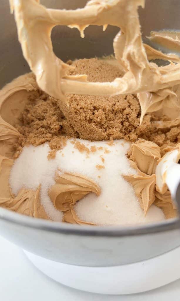 adding sugar to the peanut butter mixture