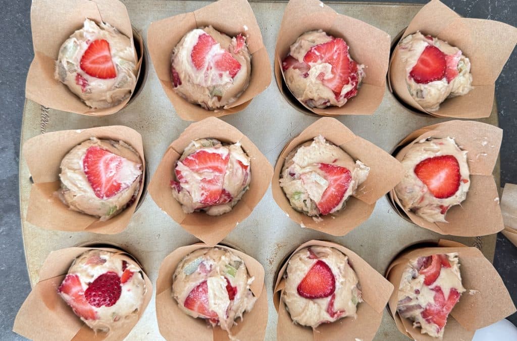 muffin batter in muffin tin