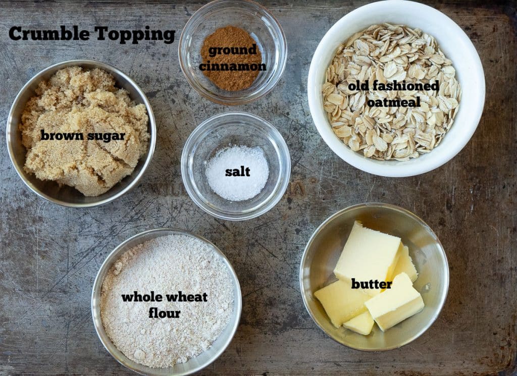ingredients for the crumble topping of whole wheat pumpkin oatmeal muffins
