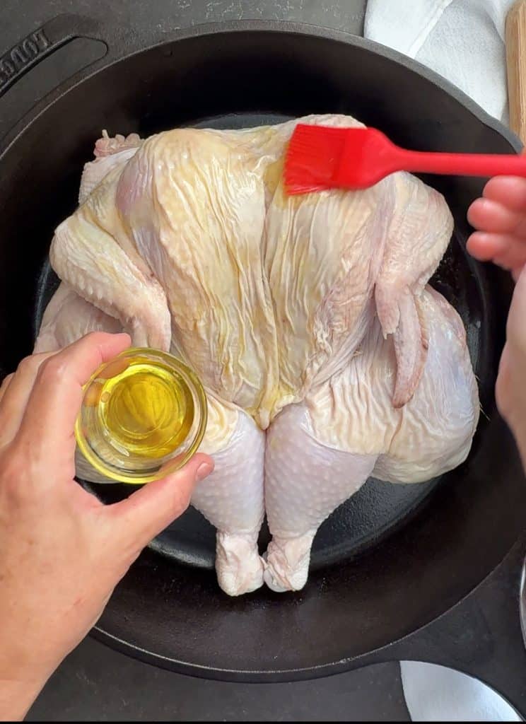 basting chicken with olive oil