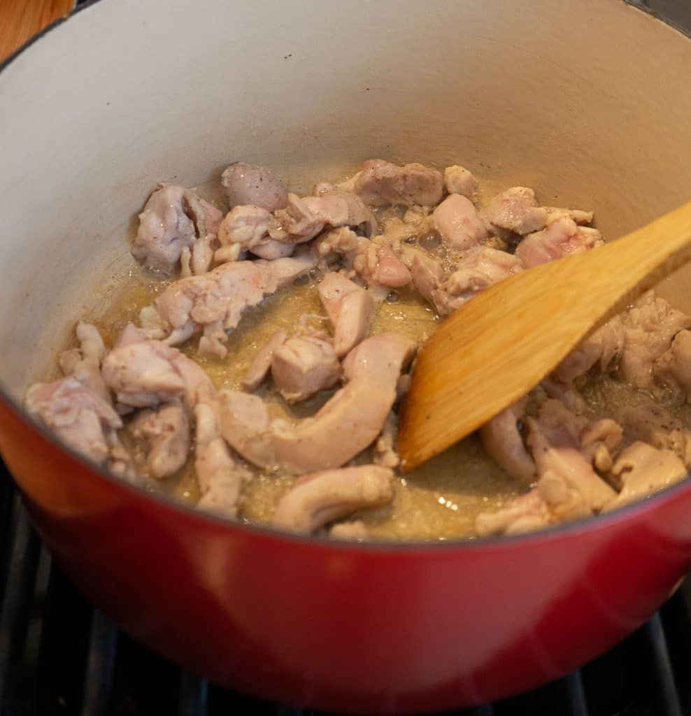 cooking chicken in large pot