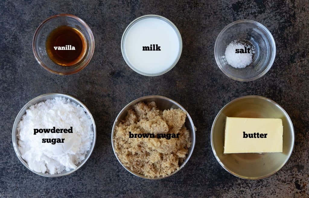 ingredients for caramel frosting