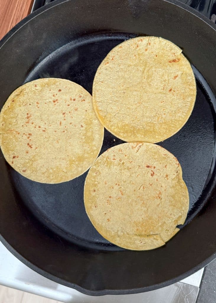 browning or cooking corn tortillas in cast iron skillet