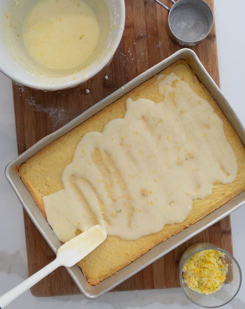 spreading glaze of citrus bars