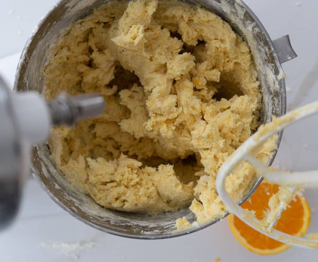 citrus bar dough in mixing bowl