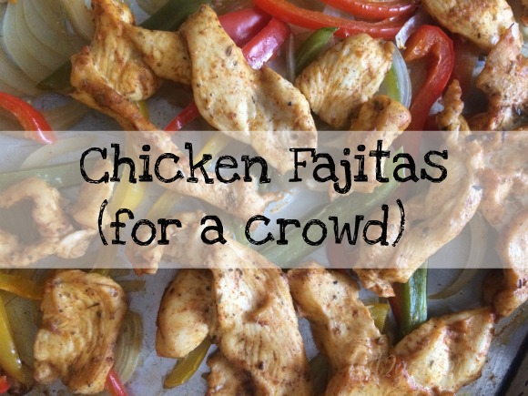 Easy Chicken Fajitas sheet pan recipe for a crowd