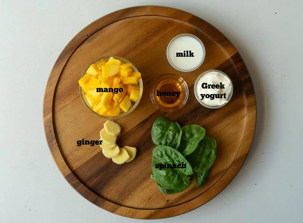 ingredients for mango ginger power smoothie