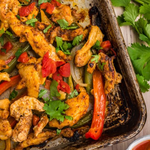 Easy Chicken Fajitas for a crowd sheet pan