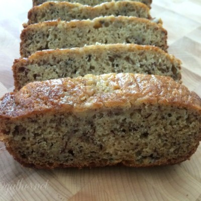 sliced banana bread on a cutting board