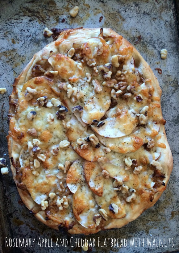 Rosemary Apple and Cheddar Flatbread with Walnuts