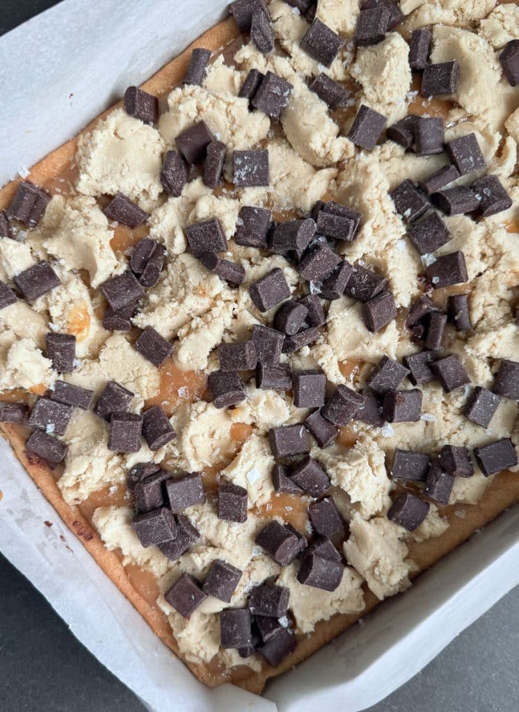 sprinkle chocolate chunks over the top 