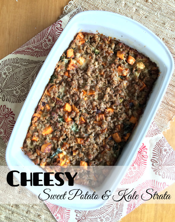 Cheesy Sweet Potato and Kale Strata