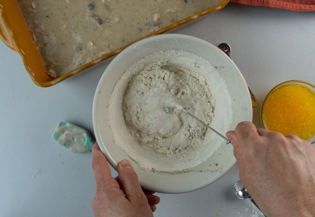 mixing crust ingredients together 