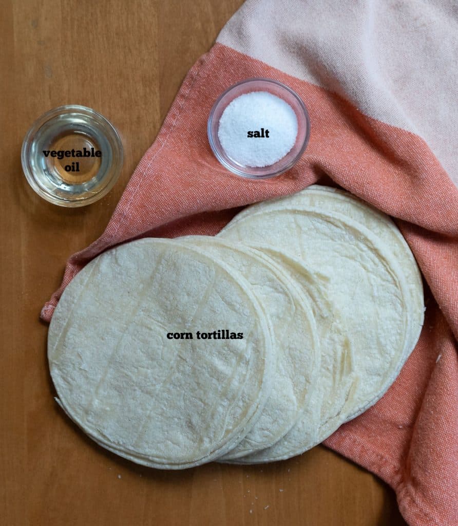 ingredients for homemade corn tortilla chips