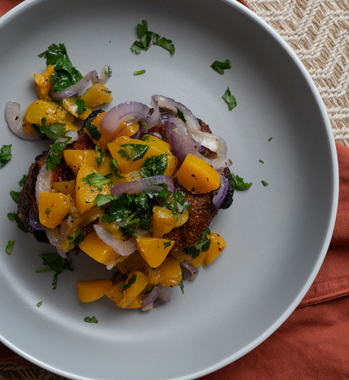 Barbecue Grilled Pork Chops with Peach Salsa