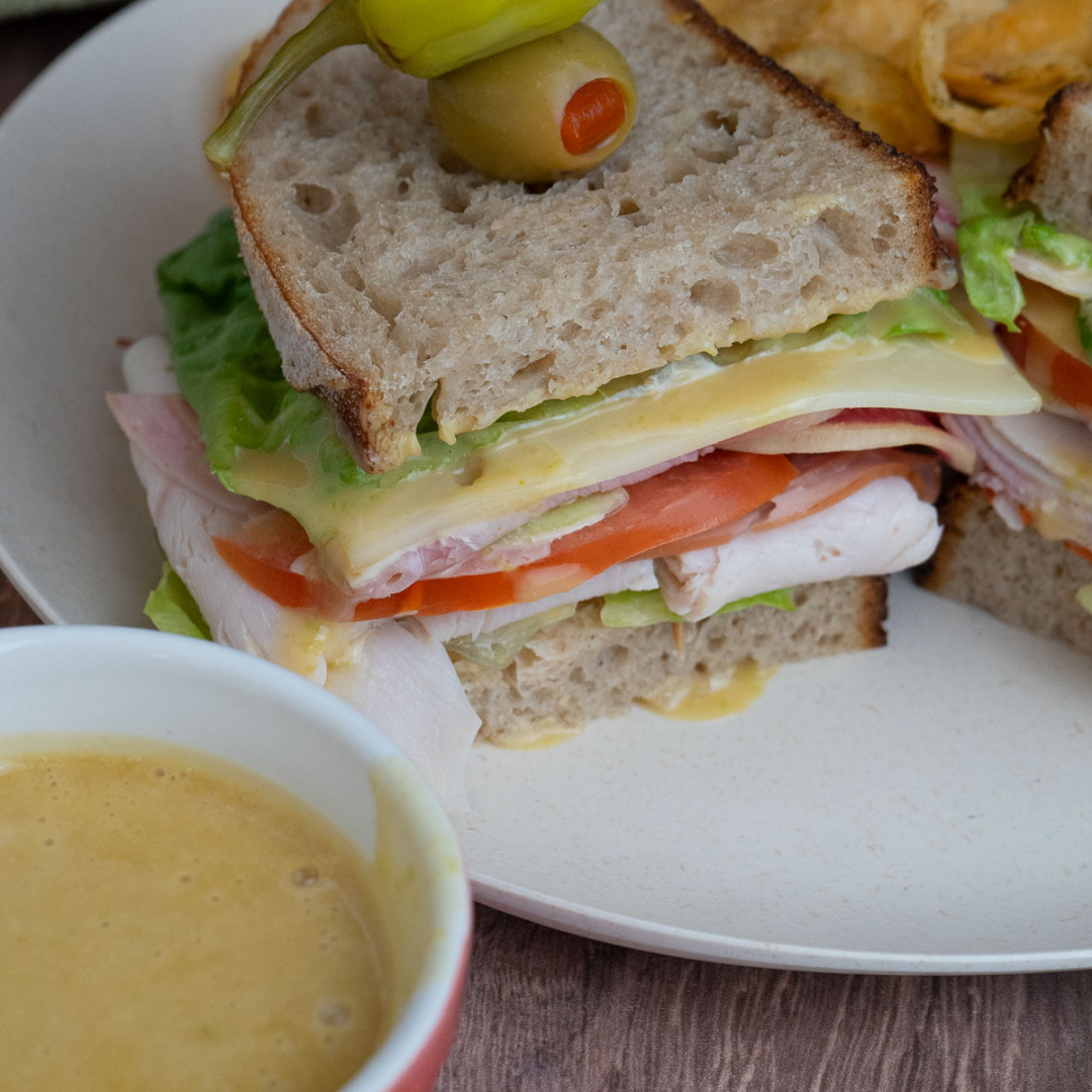 This homemade sandwich spread made with wasabi paste, honey, and soy sauce with elevate any sandwich! and it's great for dipping french fries in!