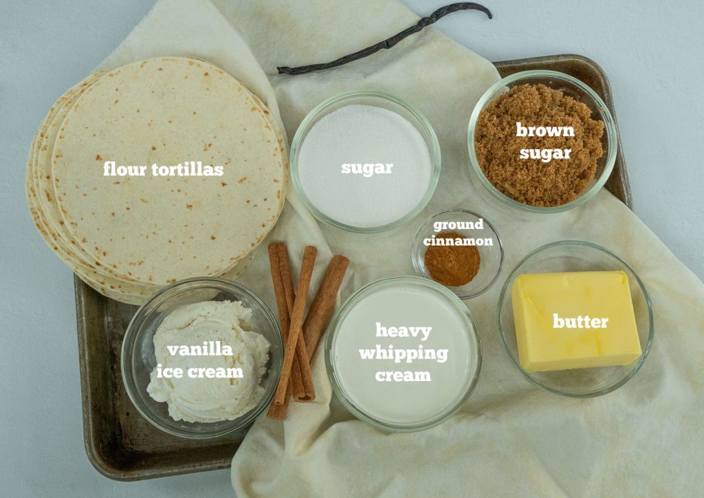 ingredients for churro ice cream pie