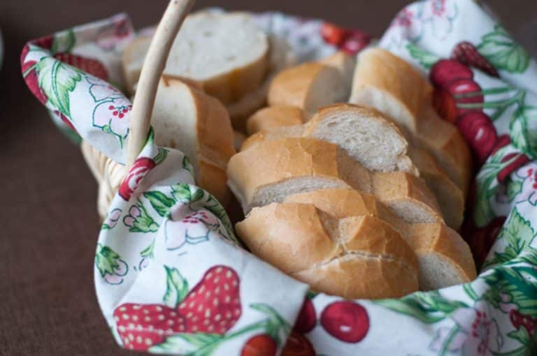 basket of sliced white bread