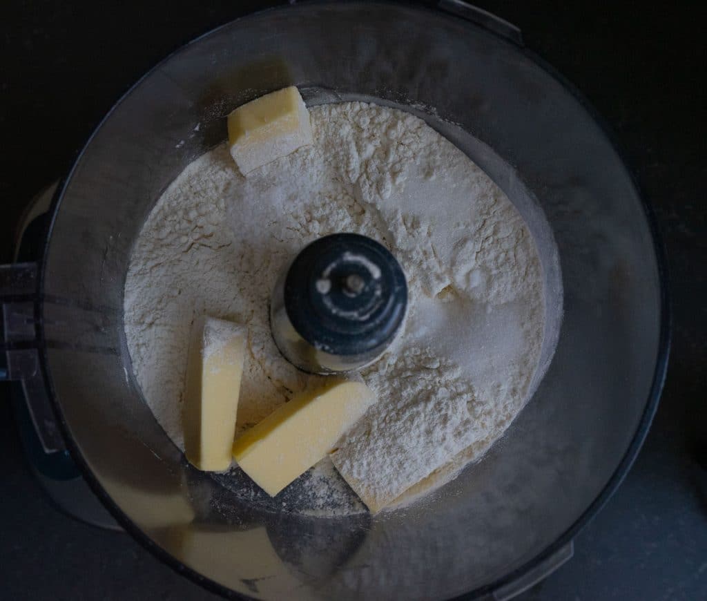 ingredients for galette pastry in a food processor